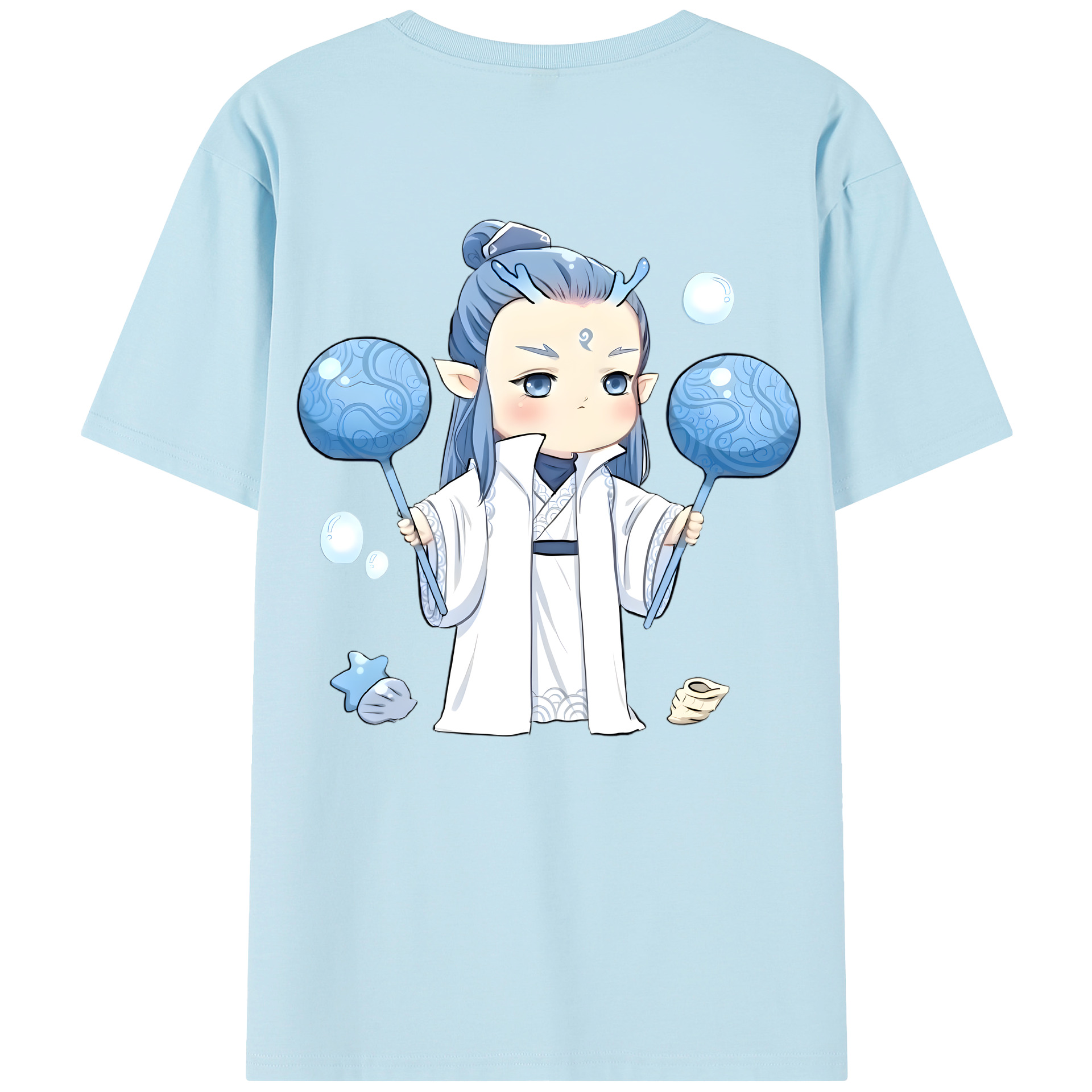 （画像用） Ne Zha 2 ナタ 魔童の大暴れ 綿100％半袖Tシャツ（背面プリント）